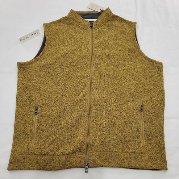 Peter Millar Crown Mens Sweater Fleece Full-Zip Vest XL Yellow $150 NWT - Picture 1 of 5